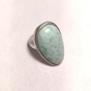 Natural Gemstone Ring Silver Band Size 8
